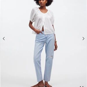 NWT Madewell white Puff-Sleeve A-Line Top Large